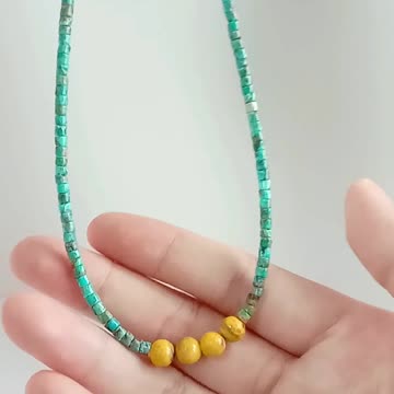 Natural turquoise with orange spiny oyster handmade necklace gift for friends 20231003-04-08