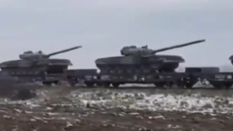 Serbian Army convoy with M-84 tanks and Strela-10 surface-to-air missile systems.