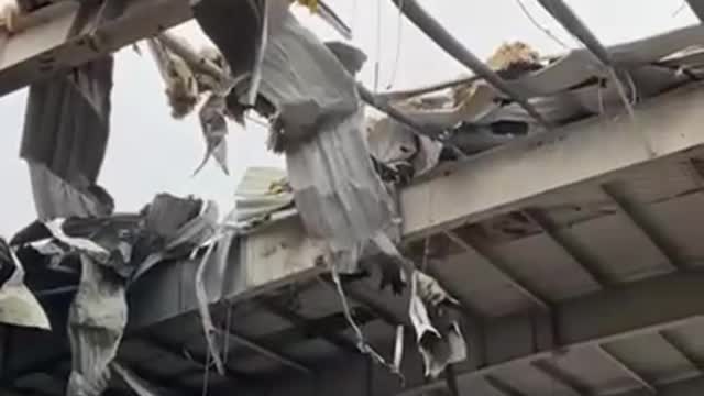 Burned mattresses in the video, after the corpses were cleaned up and "cleaned up" there.