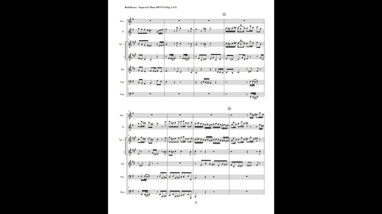 J.S. Bach – Fugue in E Minor, BWV 533 (Brass Quintet + Piccolo & Flute)