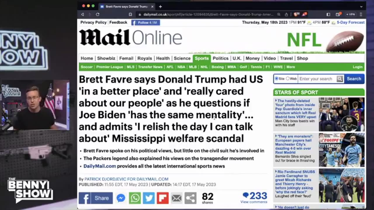 BASED BRETT FAVRE BACKS TRUMP, BODIES BIDEN 'IF YOU WERE AN AMERICAN, TRUMP CARED