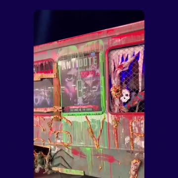 Sinister bus rolls through the streets of Las Vegas