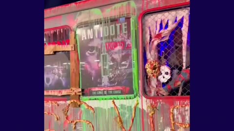 Sinister bus rolls through the streets of Las Vegas