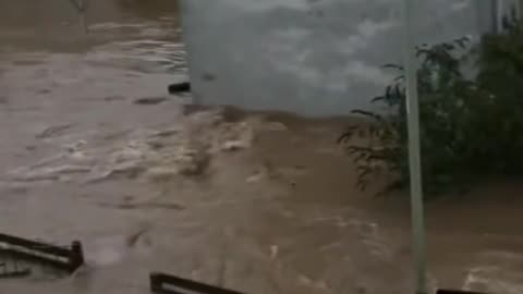 Massive floods due to extreme rain fall in the Brechin, Scotland