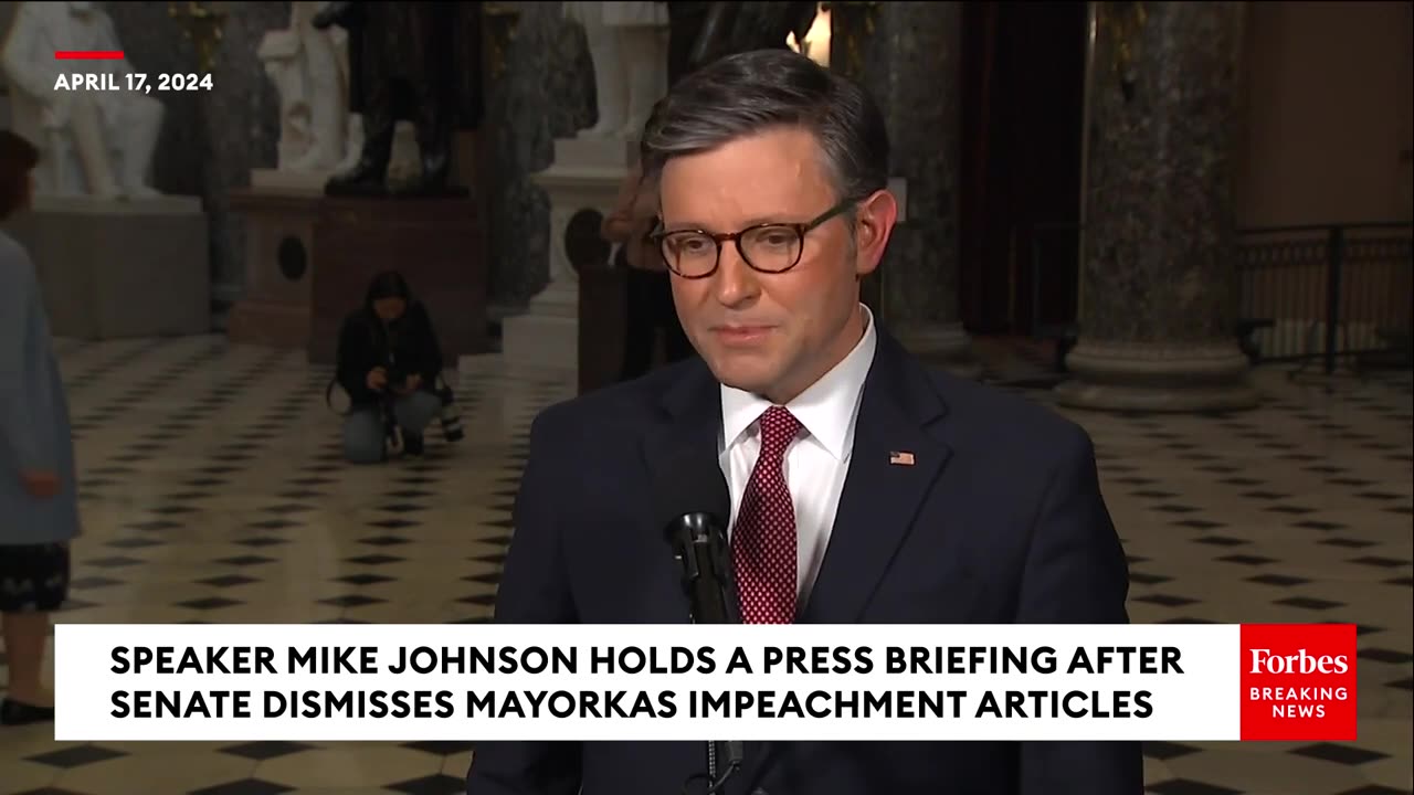 BREAKING NEWS: Speaker Johnson Holds A Briefing After Senate Dismisses Mayorkas Impeachment Articles