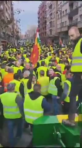 Spain – During today's protest in Logroño, farmers expel police from the protest.