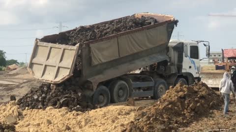 Amazing!!! Bulldozer Action Moving Dirt Filling Connect The Road