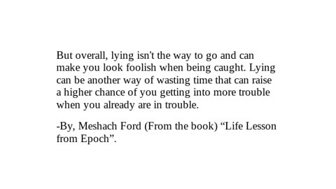 "Life Lesson from Epoch" - Checkout Description