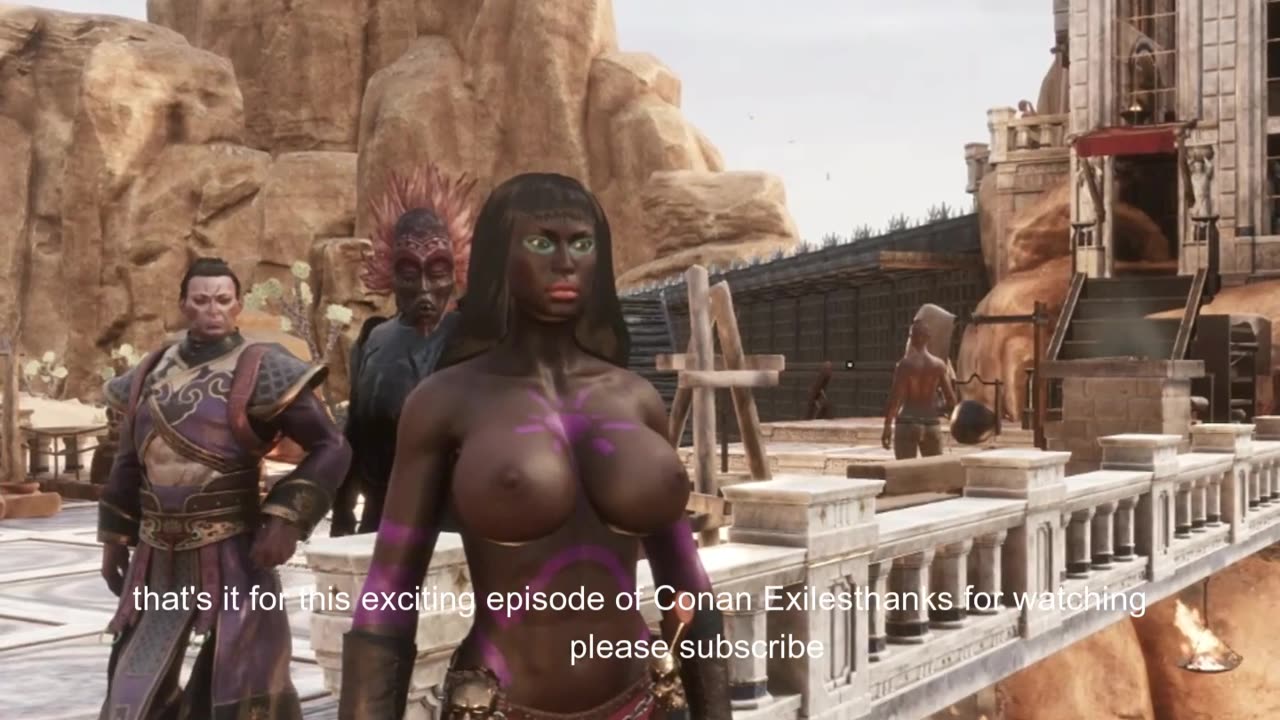 Conan Exiles, farming coal, weather skulls, Busty, boobs, breast expansion, huge tits