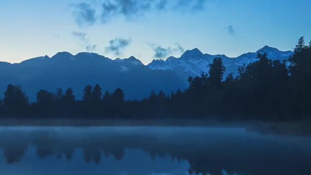 The reflection of the starry sky in Lake Mathewson, New Zealand. Good night, everyone.