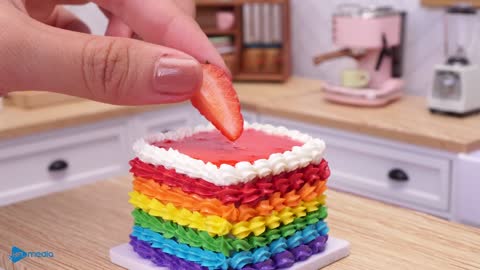 SO FANTASTIC!!! Best Ever Miniature Rainbow Square Cake Recipe ASMR Cooking Mini Food