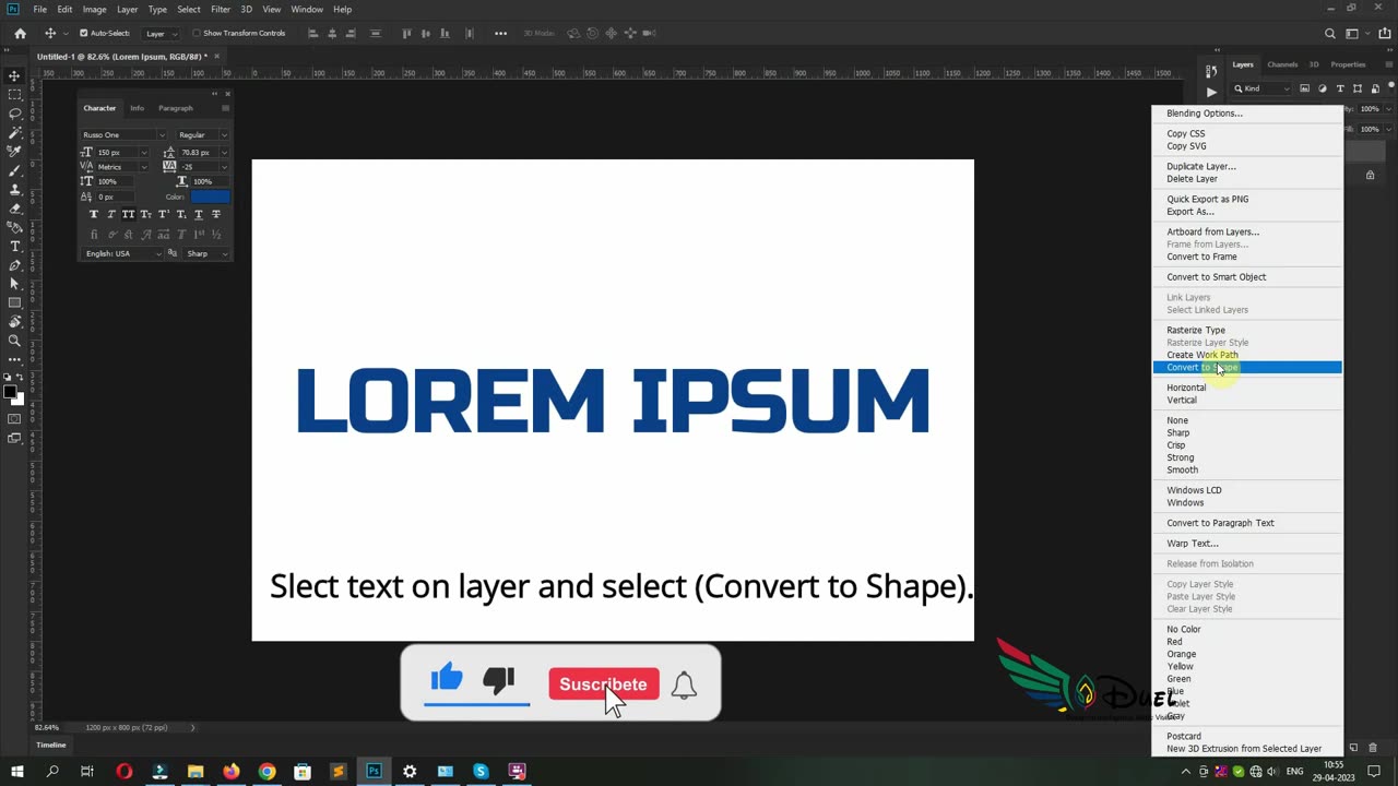 Convert text into shape