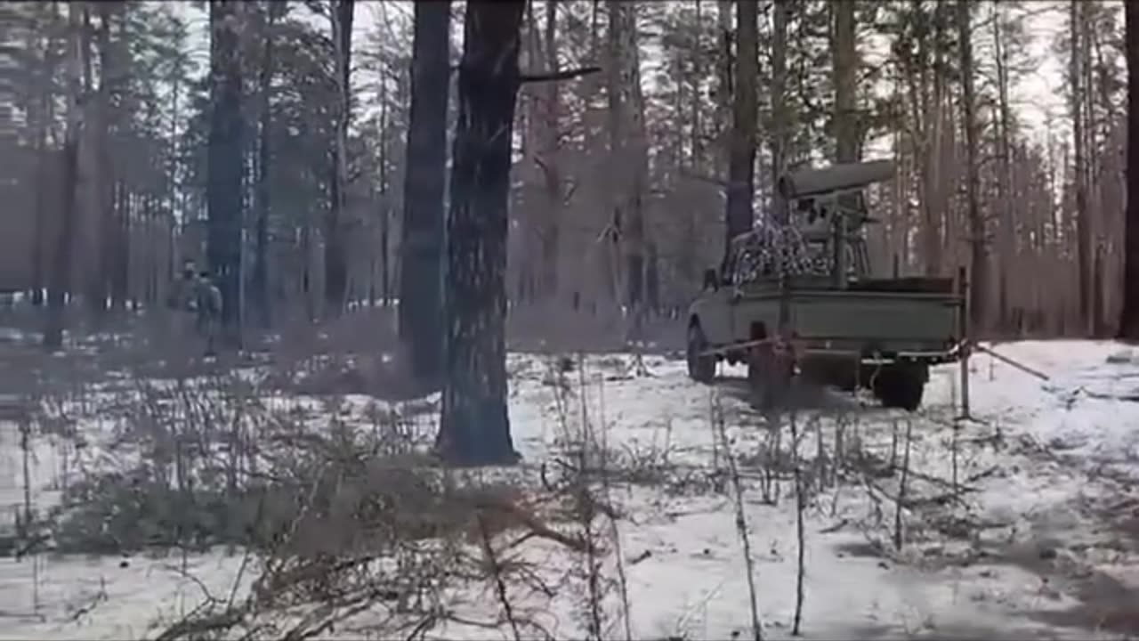 Ukrainians Loading Up and Firing a Rocket Pod Mounted to a Truck