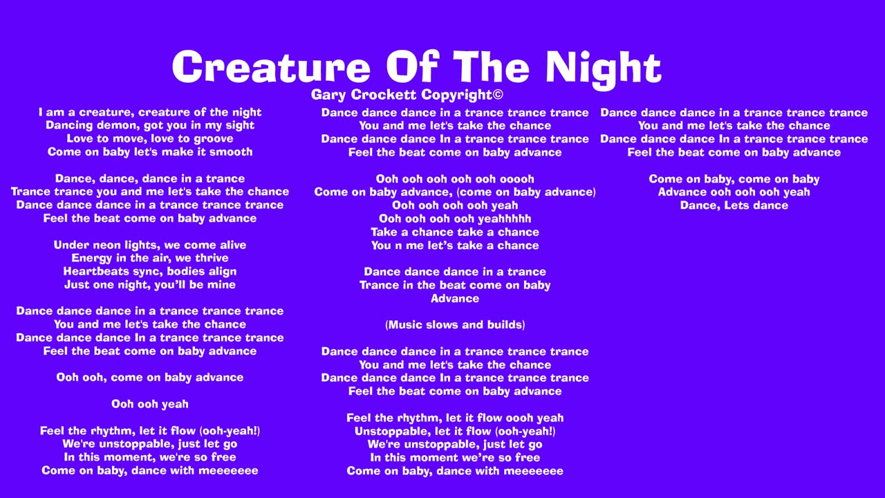 Creature Of The Night Song