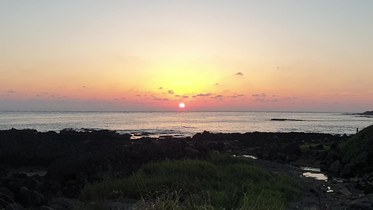 Jeju Island's sunset Coastal Road the west side of Jeju Island Republic of Korea