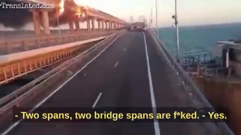Witnesses close up to the point of the Crimean bridge collapse.