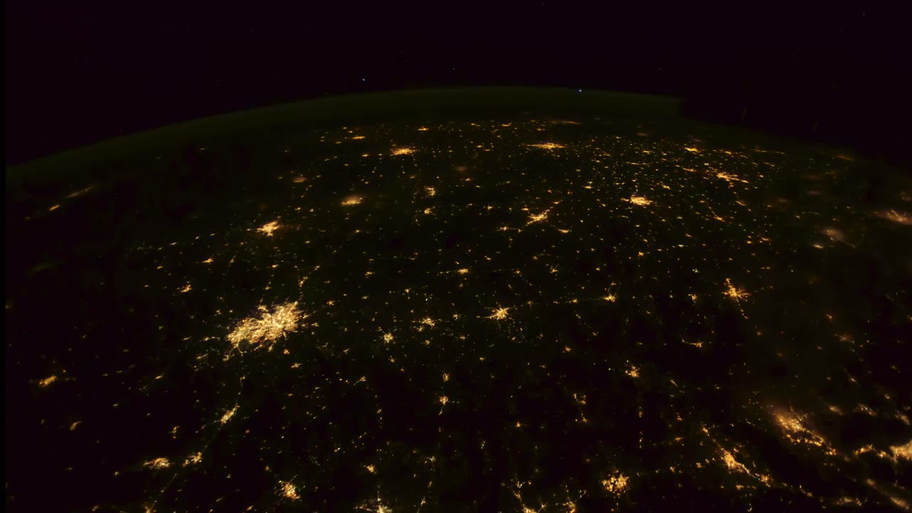 Night time satellite view of the earth ISS Expedition 42 Time Lapse Video