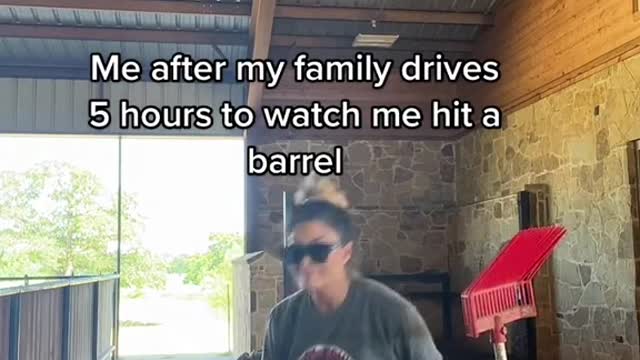 Me after my family drives 5 hours to watch me hit a barrel