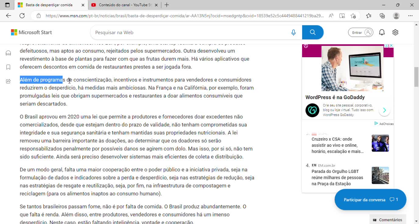 Basta de desperdiçar comida