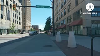 Biking through downtown Akron