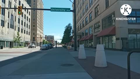 Biking through downtown Akron