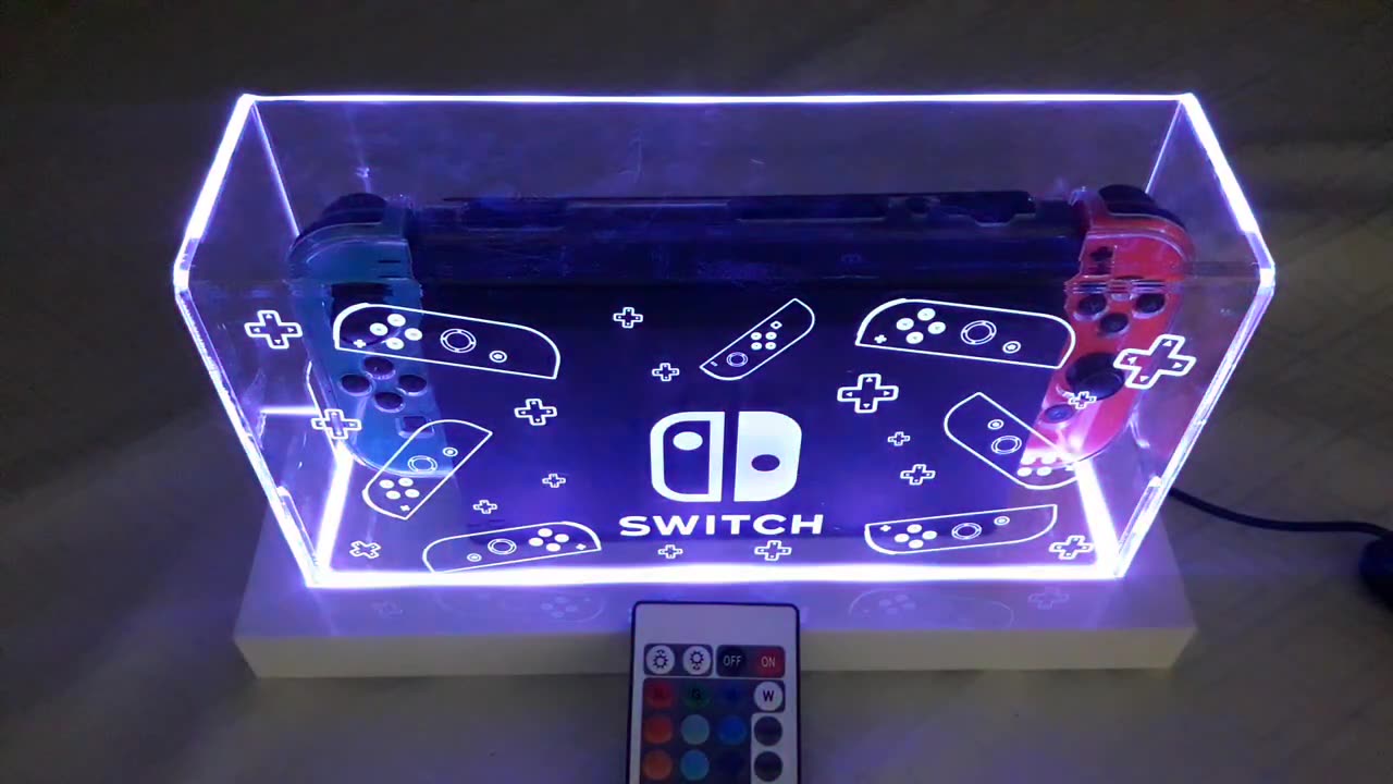 Nintendo Switch/OLED, Base Luminosa e acrílica para proteção do console, Unboxing!