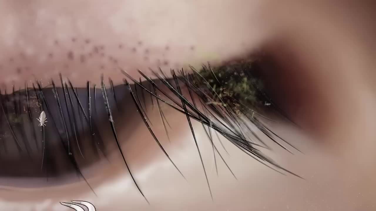 ASMR Eyelid Big Acne Extrusion & Lashes Lice Removal - Dirty Lashes Deep Cleaning Animation