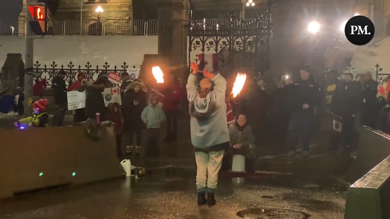 Friday night entertainment at the freedom protest at Ottawa Freedom Convoy camp