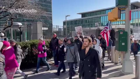 Protesters hit Pfizer World Headquarters before marching to the United Nations