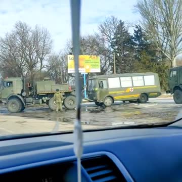 Footage shared on February 22, 2022 by netizens shows Russian Armed Forces military trucks and some