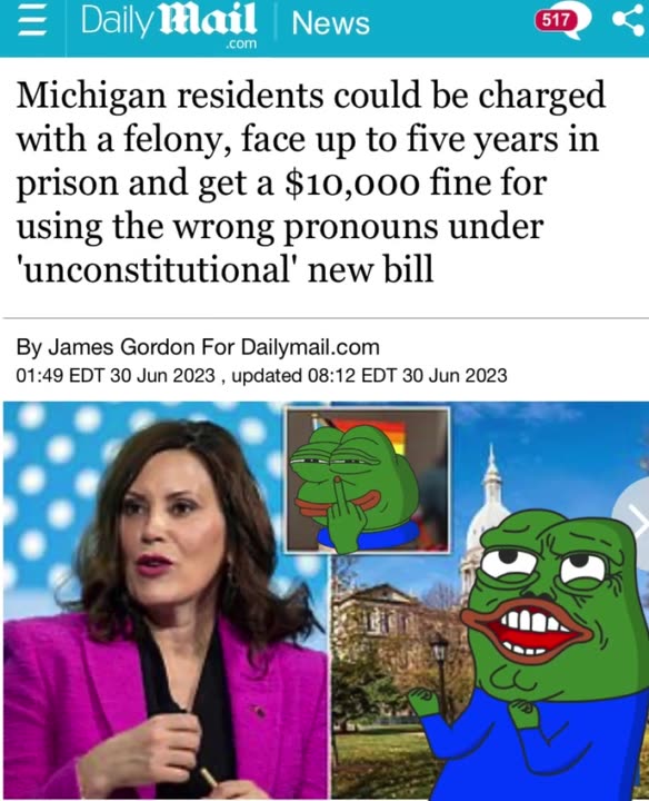Michigan Residents Could be Imprisoned 5 Years or Fined $10,000 for Using Wrong Pronouns