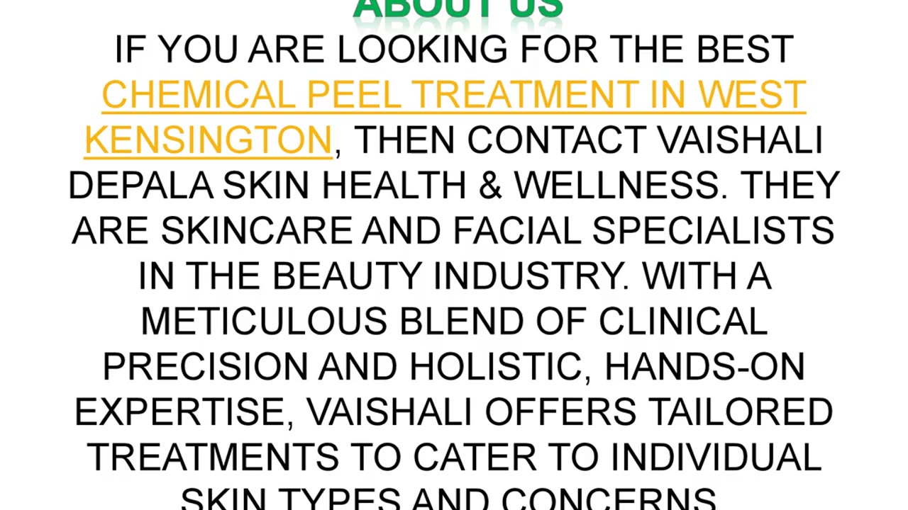 Best Chemical peel treatment in West Kensington