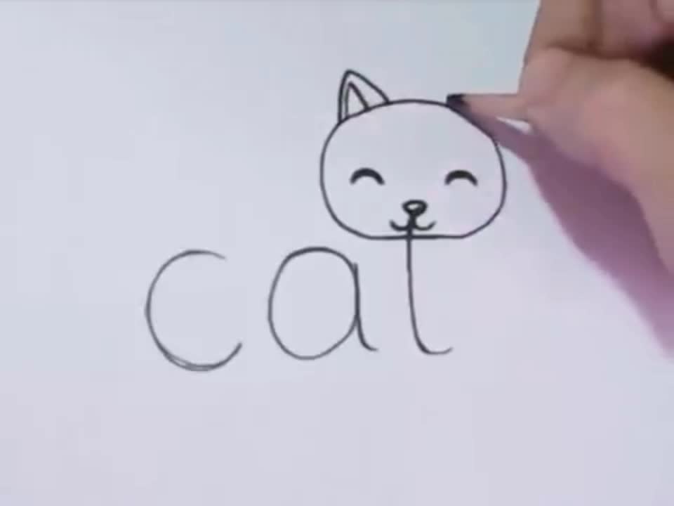 VERY EASY 😍 how to turn word cat into a cartoon cat ( wordtoons) learning step by step for kids