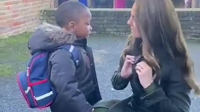 What a moment for this little boy and his mother