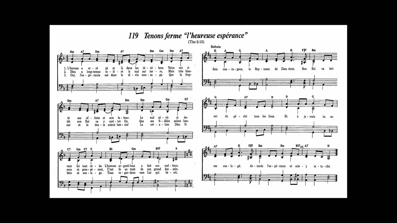 Tenons ferme "l'heureuse espérance" (Cantique 119 de Louons Jéhovah par nos chants)