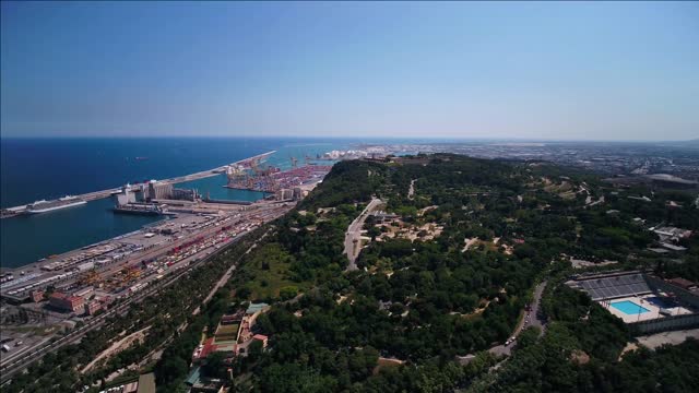 aerial spain 8213 barcelona june 2018 sunny day 15mm wide