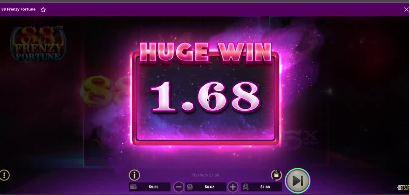 3cent bet wins 1.68 on 888 slot