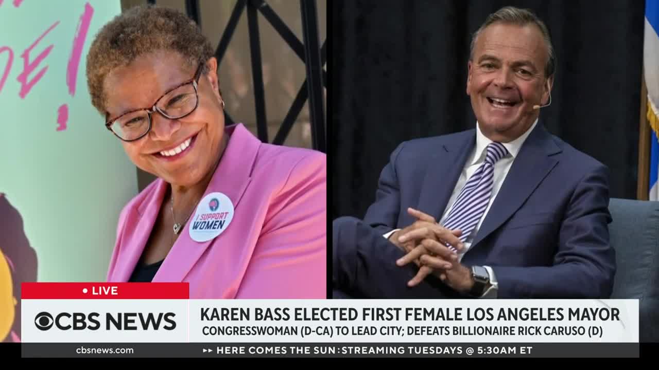 Karen Bass elected as first woman mayor of Los Angeles