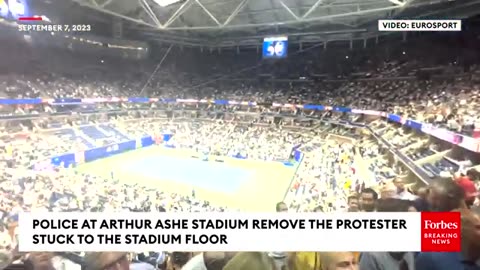 Climate Protesters Are Removed From Arthur Ashe Stadium After Interrupting The Women's Semifinal