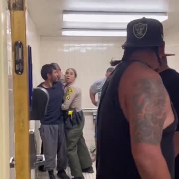 Guy follows a teenage girl into the bathroom and locks himself in with her