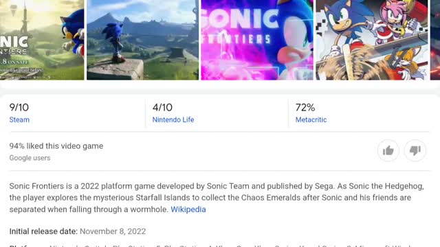Sonic fans give sonic frontiers perfect scores