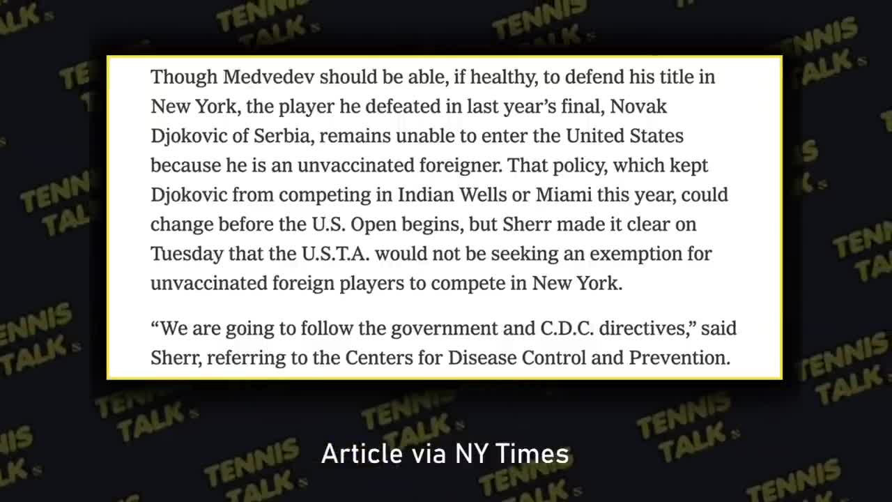 Djokovic BANNED, Medvedev Allowed at US Open 2022 | Tennis Talk News