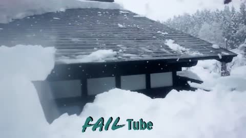 Awesome Roof Snow Removal Tools ! Amazing Snow Sliding Off The Roof