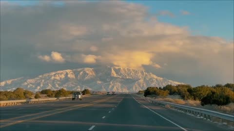 Driving through mountains beautiful natural view