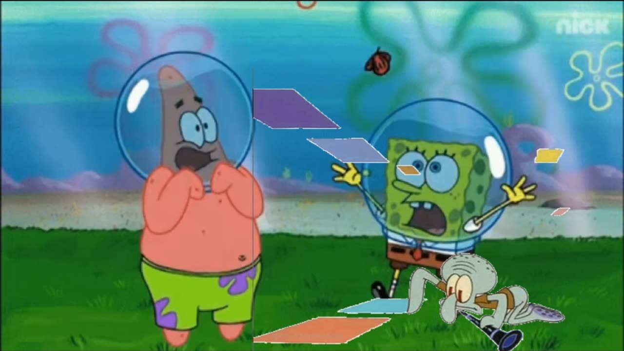 Squidward Is Playing With Tiles While SpongeBob And Patrick Freak Out About A Butterfly 🦋