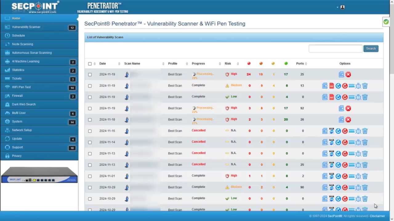 SecPoint Penetrator Vulnerability Scanner V62 NIS2 Compliance Scan