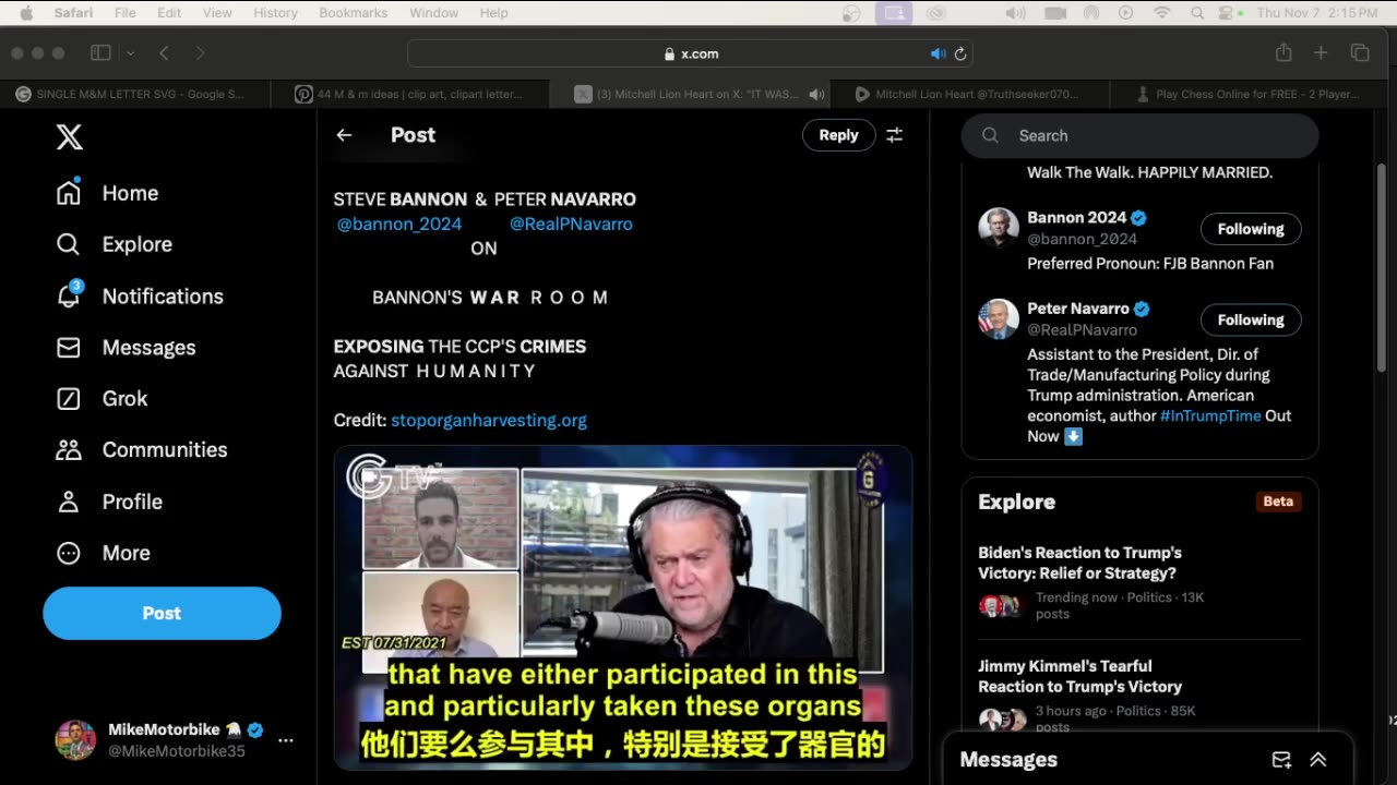 Steve Bannon - Peter Navarro - Mitchell Lionheart - China Organ Harvesting - Warroom.