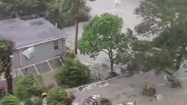 Storm surge causes flooding in Fort Myers Beach, Florida, during Hurricane lan