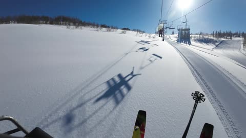 4/6 #2 a quick shot of a beautiful start of the day riding up the chair.