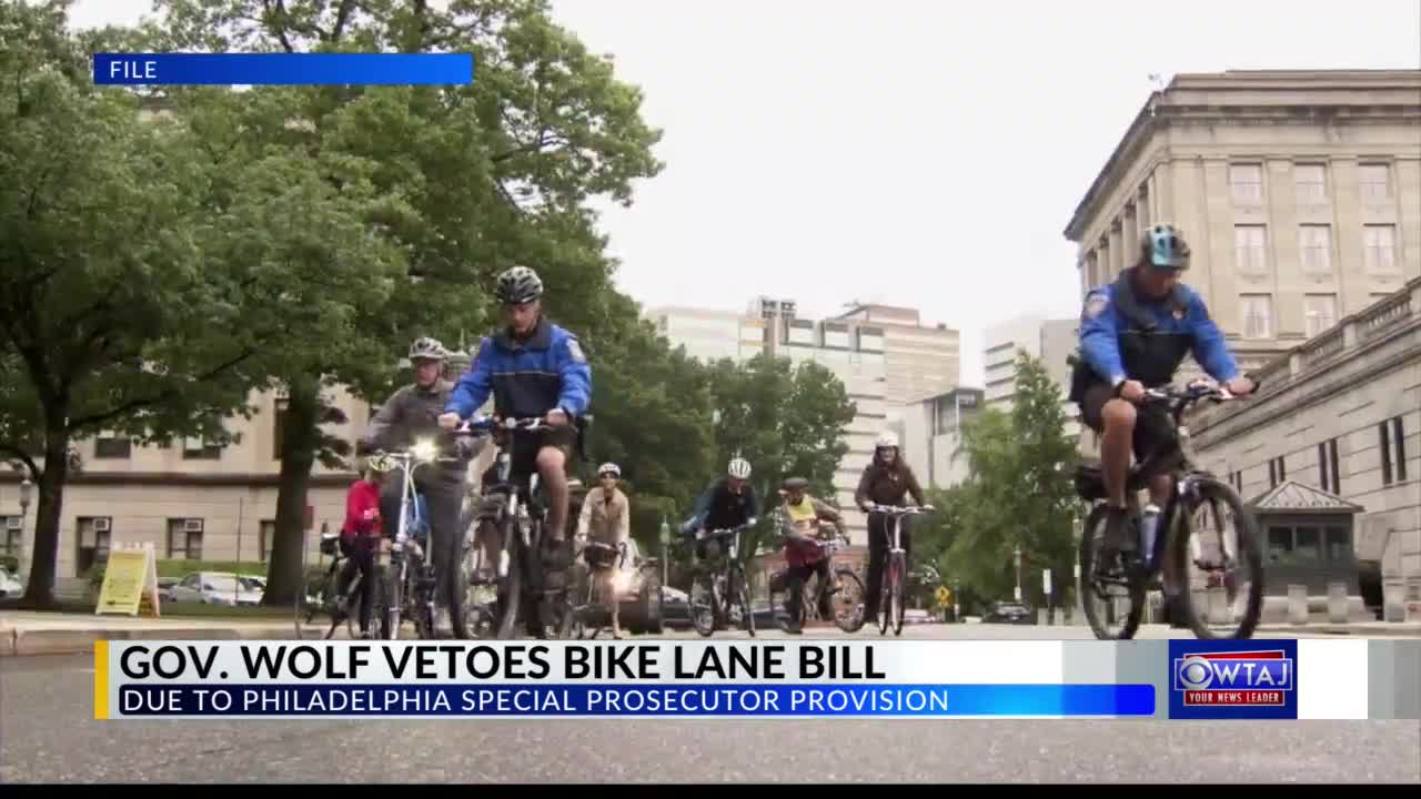 Gov. Wolf vetoes bike lane bill due to prosecutor appointment stipulation